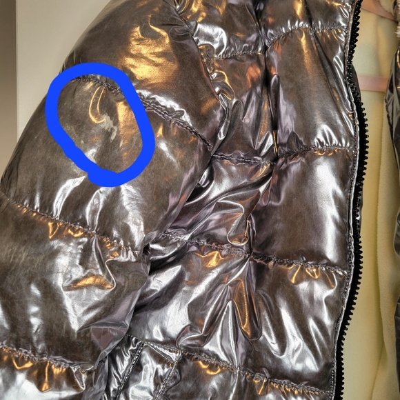 Kensie Girl Pewter Metallic Sherpa-Lined Puffer Jacket Girls size 7/8 - Picture 16 of 16